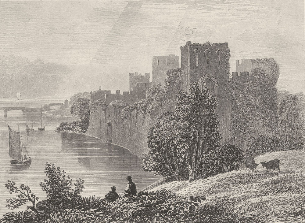 WALES. Chepstow Castle, Monmouthshire. DUGDALE 1845 old antique print picture